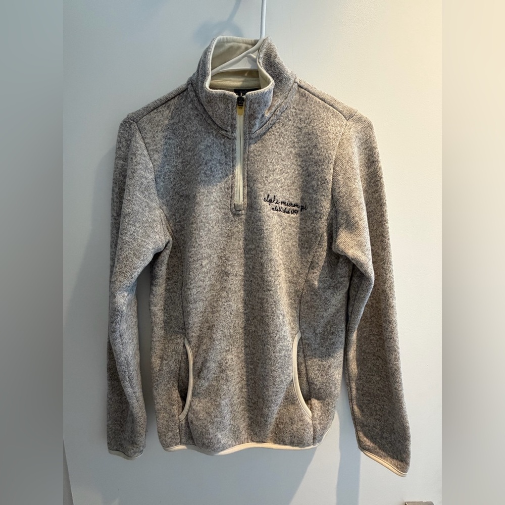 Charles River Apparel Women’s Gray Alpha Omicron Pi Quarter-Zip Sweater
